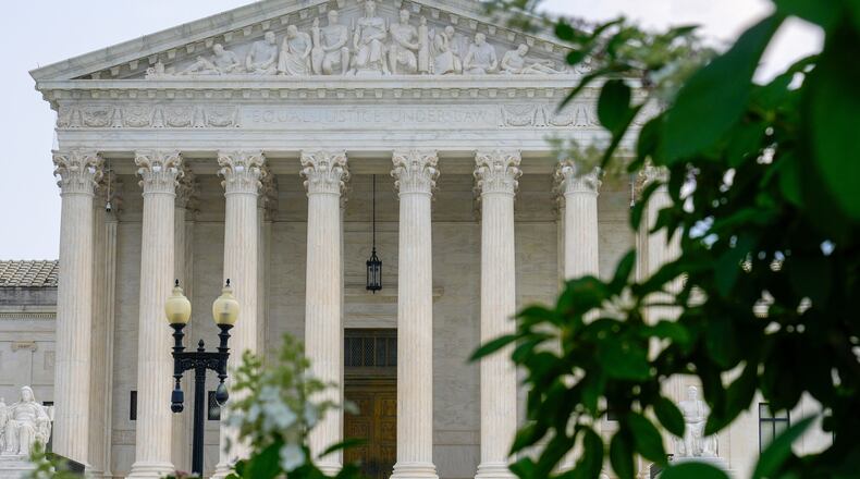 The Supreme Court is seen Monday, July 27, 2026, in Washington. (AP Photo/Mariam Zuhaib)