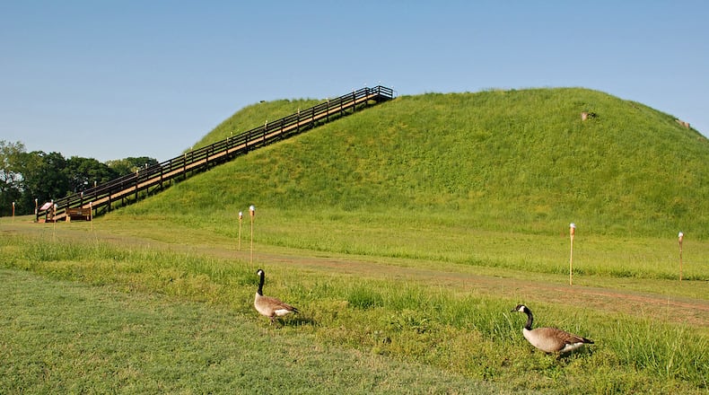 The Etowah Indian Mounds in Cartersville is the most intact site of Mississippian culture in the Southeast. (GEORGIA STATE PARKS)