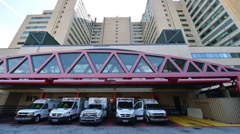 Grady Memorial receiving mobile in-housing unit with 30 beds after flooding makes several hospital floors temporarily unusable.