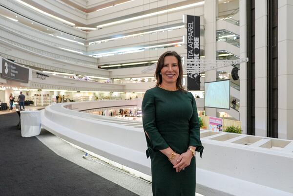 Andrea Drasites, a senior managing director in Blackstone’s real estate group, is shown during the first day of the AmericasMart Atlanta’s fall apparel market, Tuesday, October 14, 2025, in Atlanta. (Hallease Narvaez/AJC)