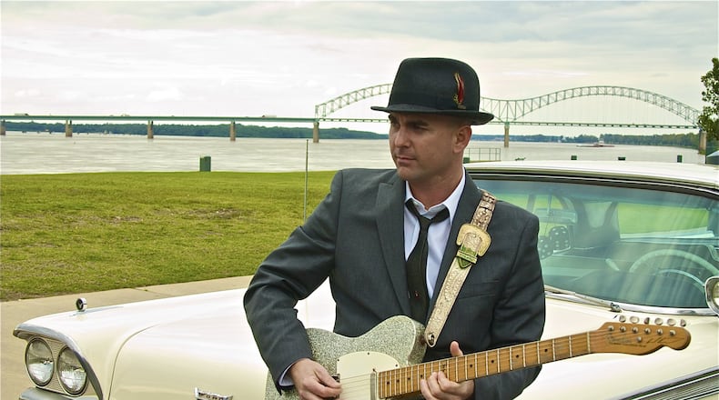 Memphis musician Brad Birkedahl, co-owner of Rockabilly Rides in Memphis, takes visitors on an intimate tour of the city in a 1959 Ford Fairline 500 Skyliner Galaxie. Credit: Rockabilly Rides