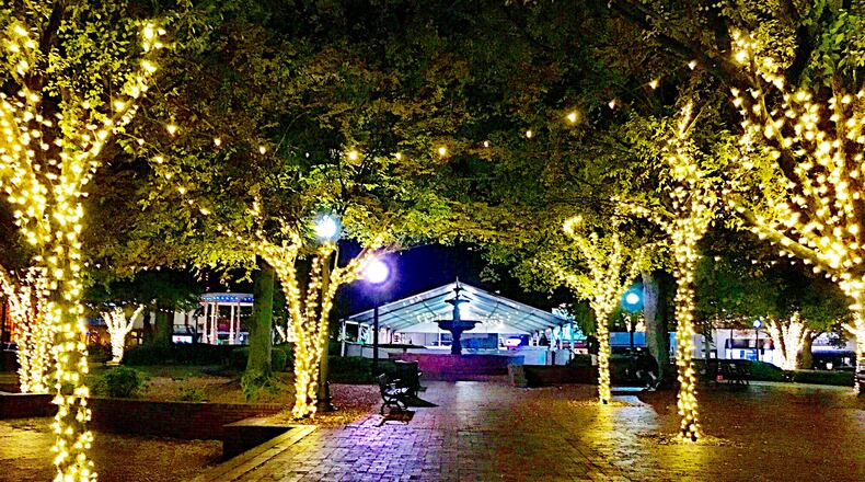Getting the rink ready. The Marietta Square open-air ice skating rink opens Nov. 17, 2017 and will operate into January. It’s located on the southwest corner of Glover Park. PHOTO CREDIT: Aidan Thomas Hornaday