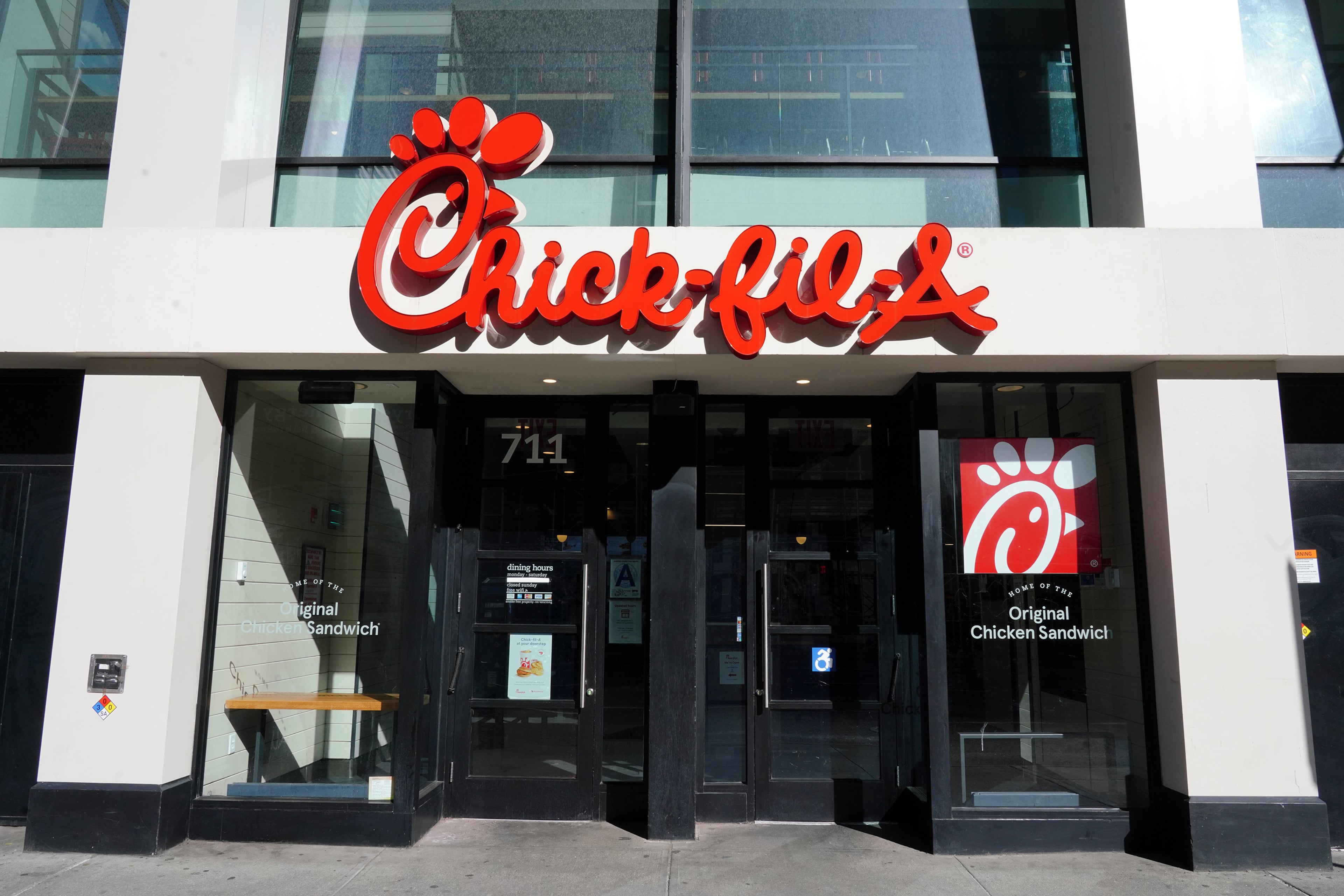 An exterior view of Chick-fil-A on May 12, 2020, in New York City. (Cindy Ord/Getty Images/TNS)