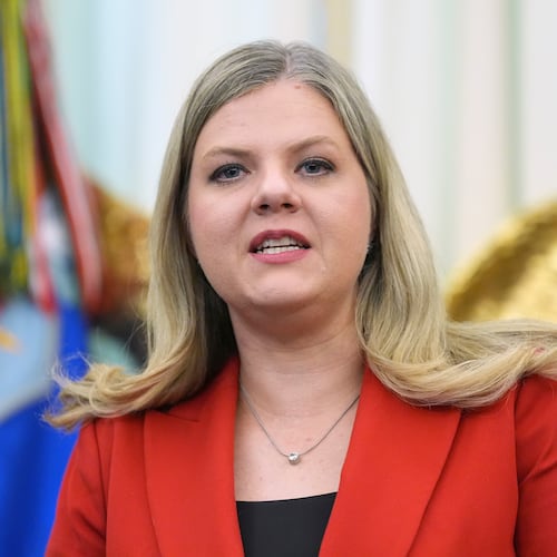Heidi Overton, deputy director of the White House Domestic Policy Council, speaks during a meeting to sign an executive order about vaccines, Monday, Aug. 10, 2026, in the Oval Office of the White House in Washington. (AP Photo/Jacquelyn Martin)
