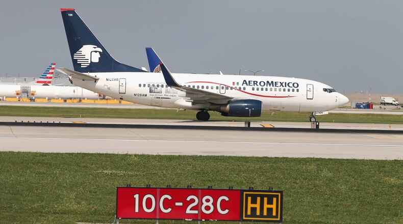 CHICAGO, IL - SEPTEMBER 19: An AeroMexico jet taxis at O'Hare International Airport on September 19, 2014 in Chicago, Illinois.
