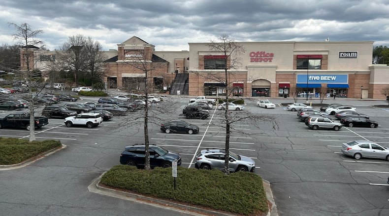 The Perimeter Pointe retail center in Sandy Springs as seen on Wednesday, Jan. 14, 2026. The shopping center has been sold to a new owner planning new residential development and new retailers. (J. Scott Trubey/AJC)