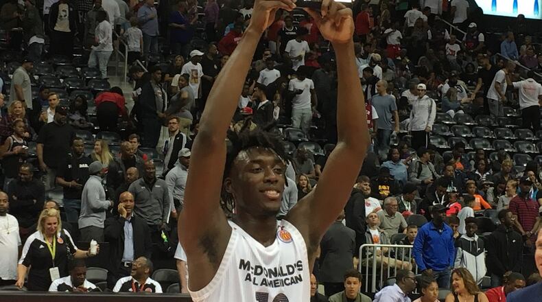 North Carolina signee Nassir Little with the MVP award at the McDonald's All-American Game at Philips Arena March 28, 2017.
