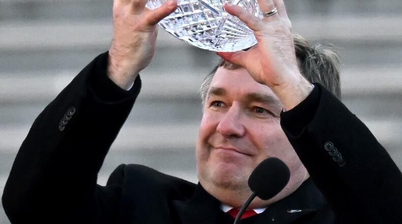 Georgia coach Kirby Smart and his football team will try for a third consecutive national championship. The annual G-Day game is scheduled April 15. (Hyosub Shin file photo / Hyosub.Shin@ajc.com)