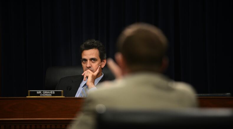 U.S. Rep. Tom Graves, R-Ranger, listens to now-active White House Chief of Staff Mick Mulvaney give testimony during an appropriations hearing on the budget for the Office of Management and Budget on June 21, 2017 (Photo by Astrid Riecken/Getty Images)