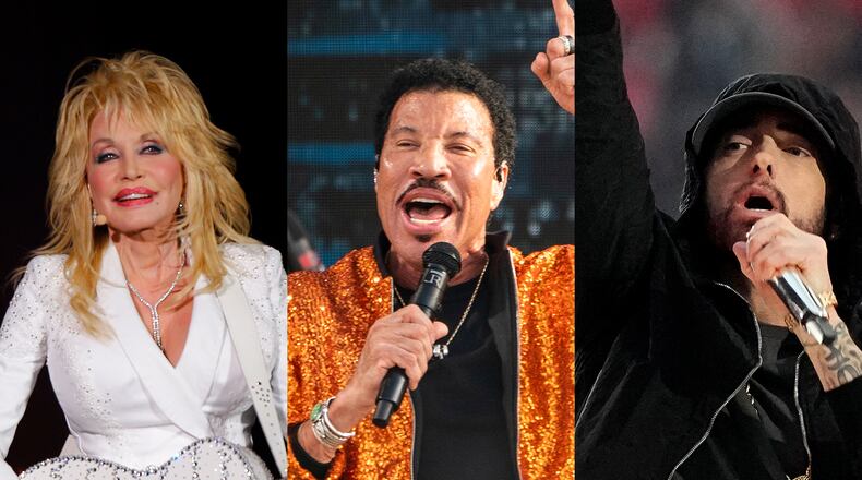 The 2022 Rock and Roll Hall of Fame inductees include Dolly Parton, Lionel Richie and Eminem. AP