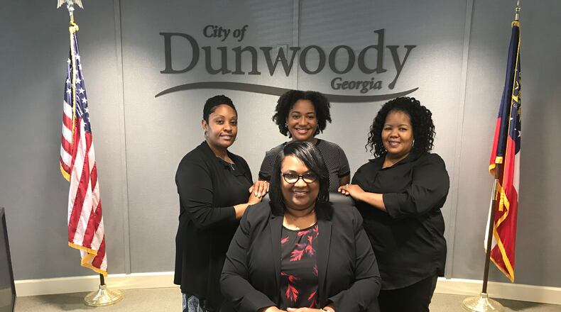 Dunwoody’s amnesty program is designed to promote lawful driving privileges, settle outstanding violations with the court and reduce arrests. Pictured, Dunwoody court clerks (back row, left to right) Monique Andrews, Chryse’ Bowers and Rochelle Sanderson with Court Clerk Norlaundra Huntington. CONTRIBUTED