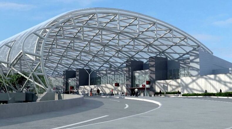 Rendering of curbside canopies to be built at Hartsfield-Jackson International Airport.