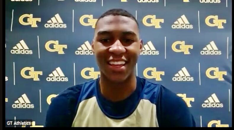 Georgia Tech freshman guard Jalon Moore speaks with media via videoconference Feb. 26, 2022. (Georgia Tech Athletics)