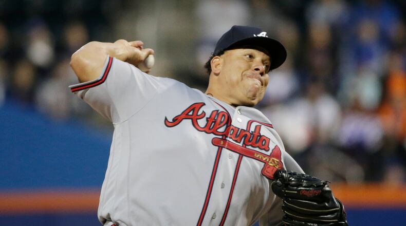 Bartolo Colon, pictured in season debut against the Mets last week, gave up six runs in four innings Tuesday against the Marlins in his second Braves start. (AP Photo/Frank Franklin II)