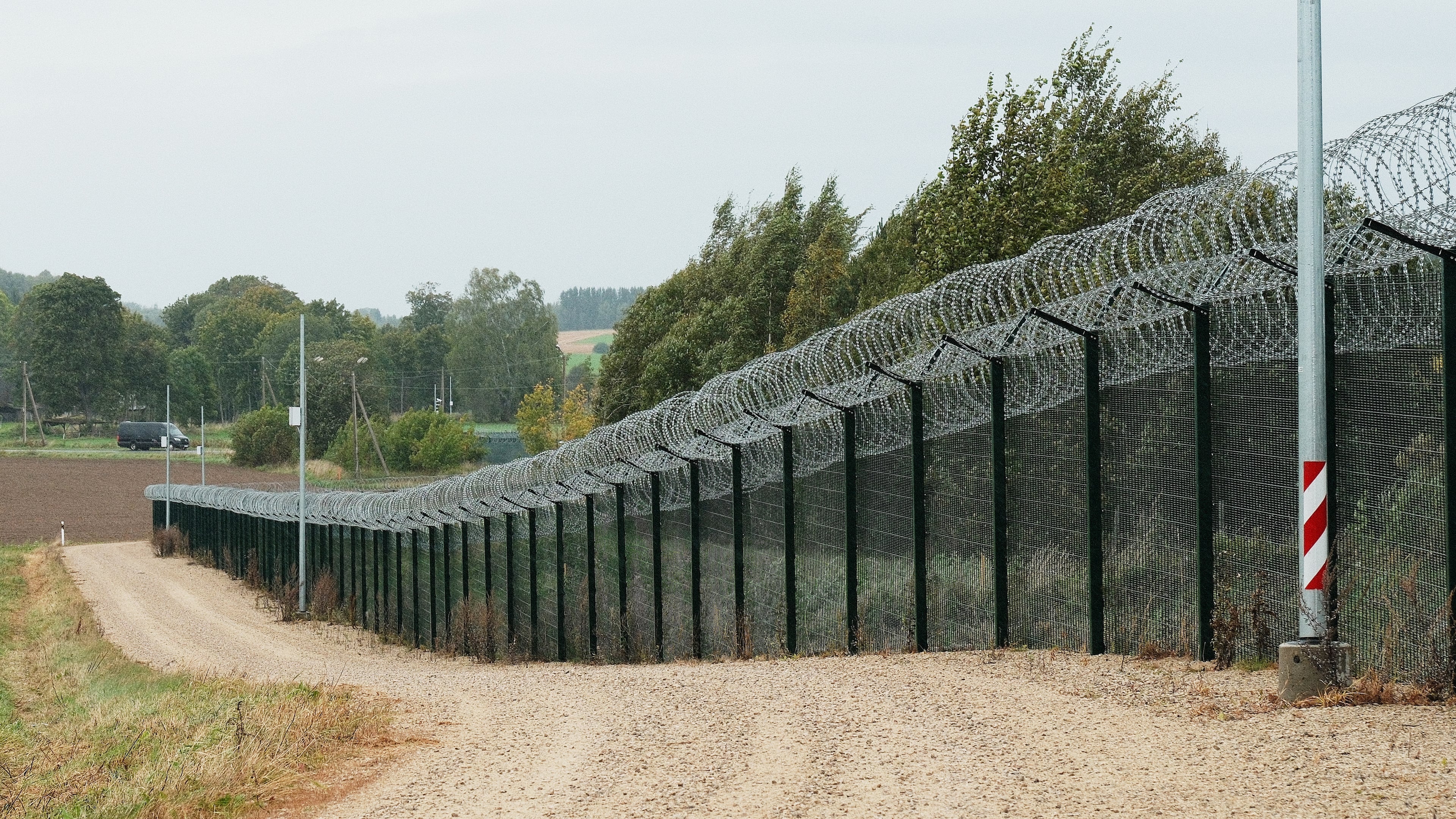 FILE - A border fence between Estonia and Russia is seen near Vinski, Estonia, Monday, Sept. 15, 2025. (AP Photo/Hendrik Osula, File)