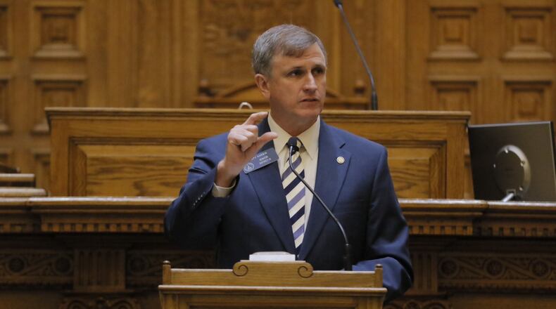 State Sen. Marty Harbin, who introduced a 'religious liberty' bill, debates the bill on Feb. 22, 2017 in the Georgia Capitol.