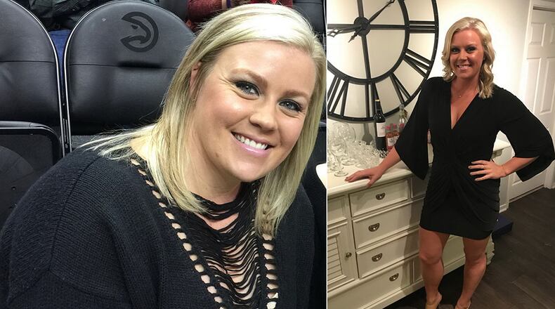 In the photo on the left, taken in December 2016, Taylor Noland weighed 252 pounds. In the photo on the right, taken this month, she weighed 205 pounds. (All photos contributed by Taylor Noland).