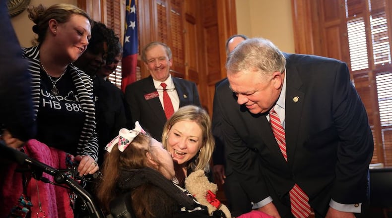 Haleigh Cox was the inspiration behind House Bill 1, which allows the limited use of cannabis oil to treat disorders that include cancer, sickle cell disease and epilepsy as long as a physician signs off. Gov. Nathan Deal signed the bill this spring. Brant Sanderlin, bsanderlin@ajc.com