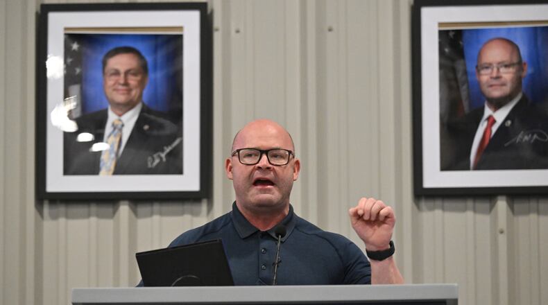 Teamsters General President Sean M. O’Brien spoke during a rally in Atlanta on Saturday, July 22, 2023, just days before high-stakes contract talks with UPS resumed. (Hyosub Shin / Hyosub.Shin@ajc.com)