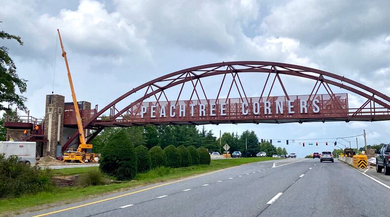 Following final inspections, the new pedestrian bridge spanning across Ga. 141/Peachtree Parkway in Peachtree Corners is scheduled to open Nov. 18. (Photo by Karen Huppertz for the AJC)