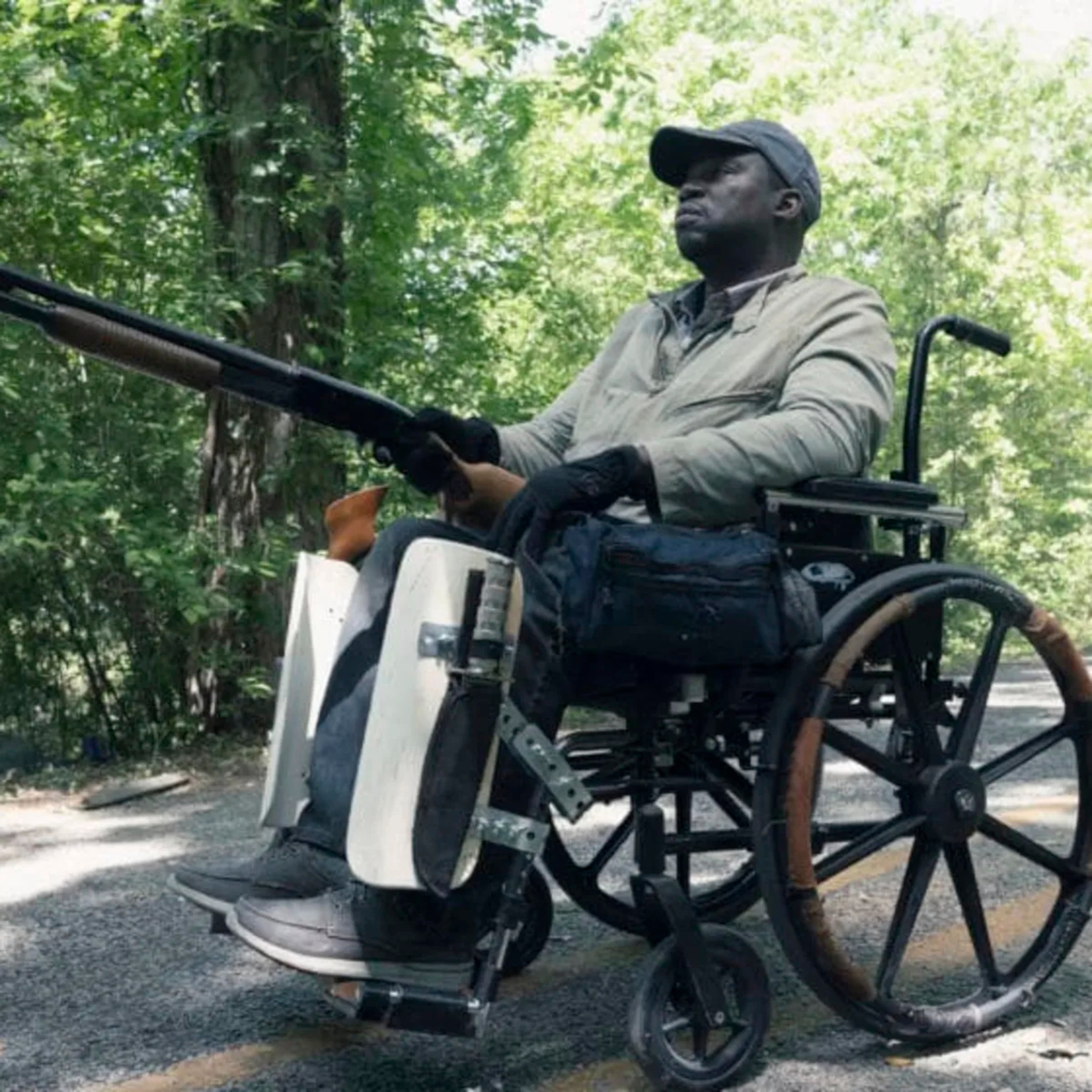 “They didn’t make it easy on me. They put me to work outside. I was grimy and hot, sitting in a raggedy wheelchair,” Daryl Mitchell says of his recurring role as Wendell Rabinowitz on AMC’s “Fear the Walking Dead.” (AMC)