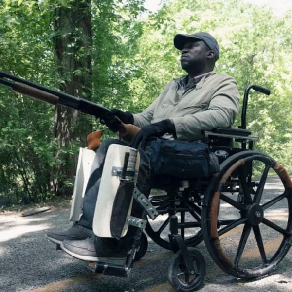 “They didn’t make it easy on me. They put me to work outside. I was grimy and hot, sitting in a raggedy wheelchair,” Daryl Mitchell says of his recurring role as Wendell Rabinowitz on AMC’s “Fear the Walking Dead.” (AMC)