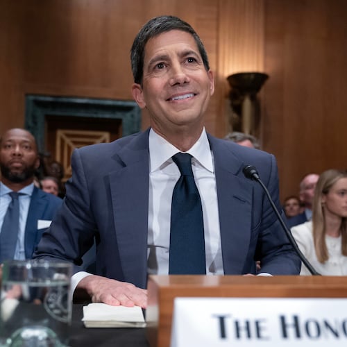 Kevin Warsh testifies during his nomination hearing to be a member and chairman of the Federal Reserve Board of Governors before the Senate Banking, Housing and Urban Affairs Committee on Capitol Hill, in Washington Tuesday, April 21, 2026. (AP Photo/Jose Luis Magana)