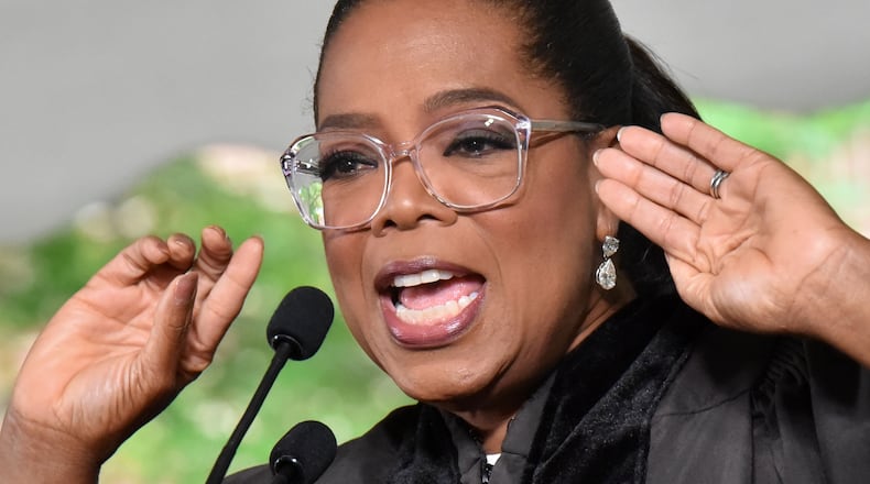 May 13, 2017 Decatur - Oprah Winfrey delivers her commencement speech during Agnes Scott College’s 128th graduation ceremony on Saturday, May 13, 2017. Winfrey spends a good bit of time in Atlanta. In addition to “Henrietta Lacks,” her OWN show “Greenleaf” films here, as did “Selma,” directed by her close friend and frequent artistic partner Ava DuVernay. Winfrey served as a producer for and played a role in “Selma.” HYOSUB SHIN / HSHIN@AJC.COM