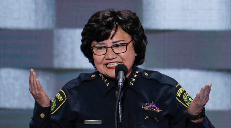 Dallas Sheriff Lupe Valdez speaks during the final day of the Democratic National Convention in Philadelphia , Thursday, July 28, 2016. (AP Photo/J. Scott Applewhite)