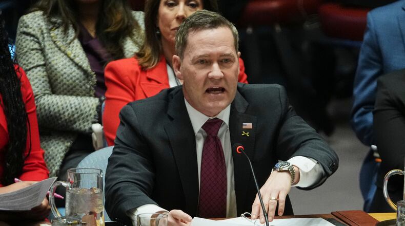 United States' Ambassador to the United Nations Michael Waltz addresses the Security Council Monday, Jan. 5, 2026 at U.N. headquarters. (AP Photo/Frank Franklin II)