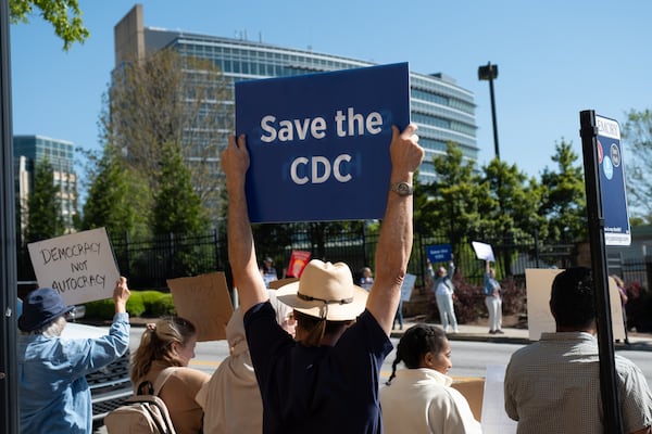 Supporters rallied outside of the Centers For Disease Control and Prevention in Atlanta in April. (Ben Gray for the AJC)