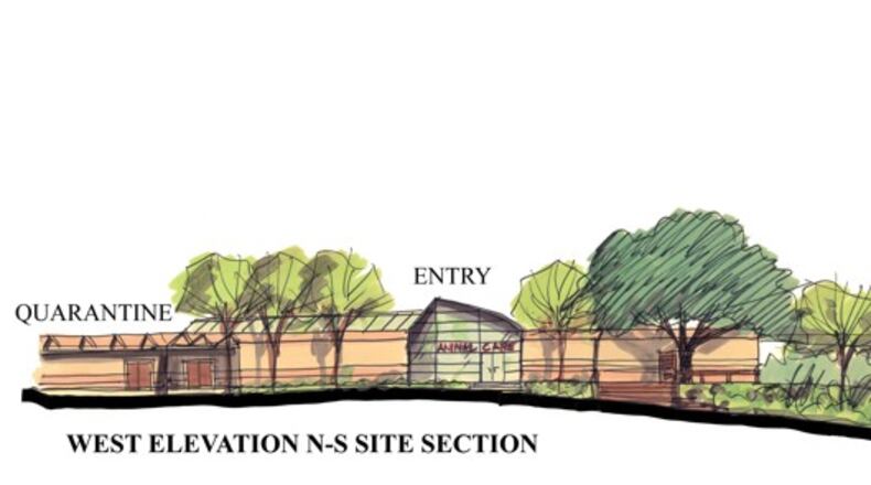 A groundbreaking ceremony Thursday morning was planned at Zoo Atlanta, where a new animal hospital will be constructed over the next year. The new structure, to be called the Rollins Animal Health Center, is shown here in an artist's rendering. Illustration: Zoo Atlanta
