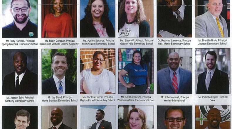 The 24 school principals, named and pictured in a mailer intended to generate school board support for Atlanta Public School Superintendent Meria Carstarphen/AJC file