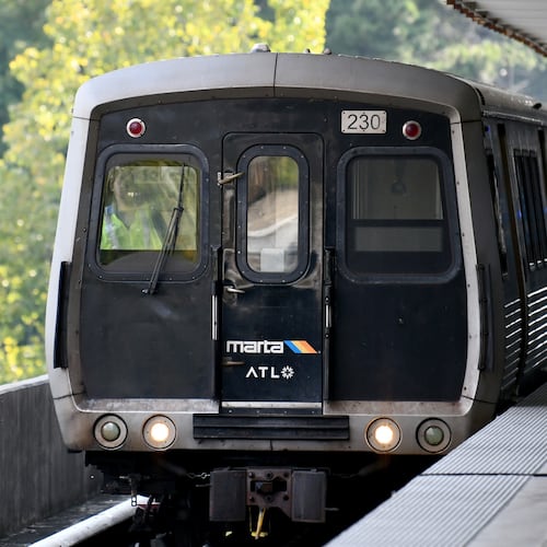 A MARTA train approaches Chamblee Station on the Gold Line in September 2025. (Hyosub Shin/AJC)