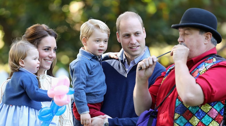 VICTORIA, BC - SEPTEMBER 29: Catherine, Duchess of Cambridge, Princess Charlotte of Cambridge and Prince George of Cambridge, Prince William, Duke of Cambridge at a children's party for Military families during the Royal Tour of Canada on September 29, 2016 in Victoria, Canada. (Photo by Chris Jackson - Pool/Getty Images)