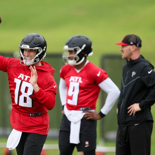 Falcons quarterback Kirk Cousins provides experience at the position, but as a backup with $24.5 million due this year, it's a luxury that Atlanta may not be able to afford. (Jason Getz/AJC 2024)