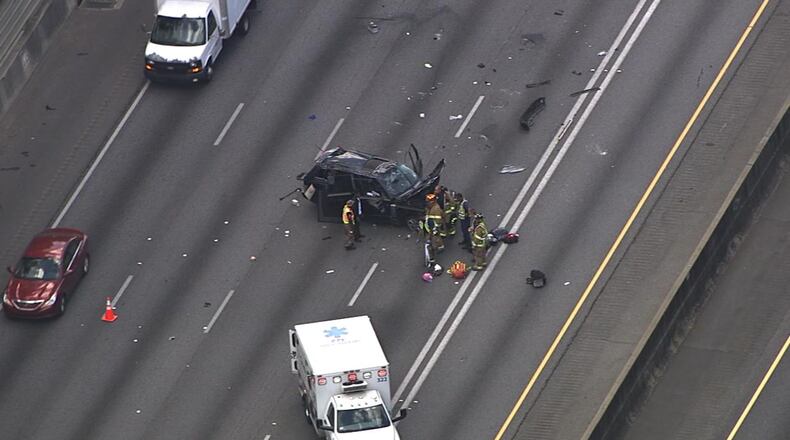A one-car rollover wreck shut down I-75 south about 5 p.m. (Credit: Channel 2 Action News)