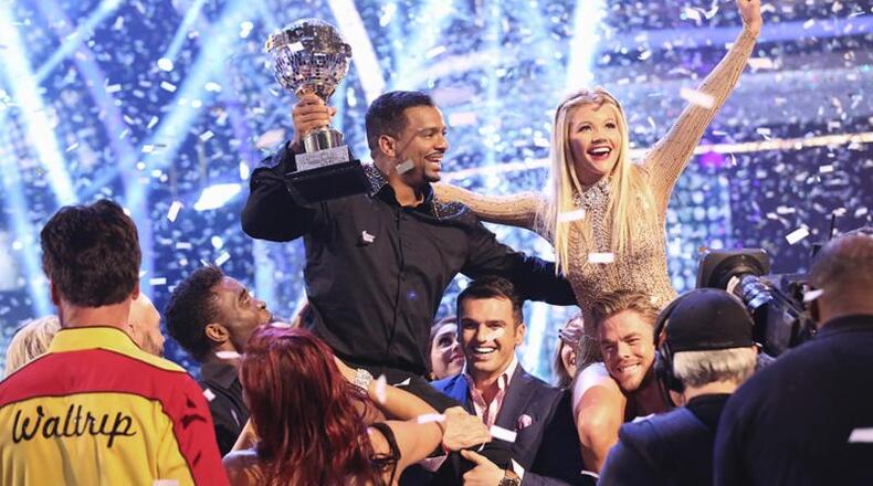 Alfonso Rubiero with Witney Carson took home the mirror ball trophy. ABC