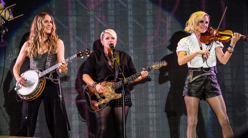 FILE - Emily Robison, left, Natalie Maines, and Martie Maguire of The Chicks perform at the Austin City Limits Music Festival in Austin, Texas, on Oct. 14, 2022. (Photo by Amy Harris/Invision/AP, File)
