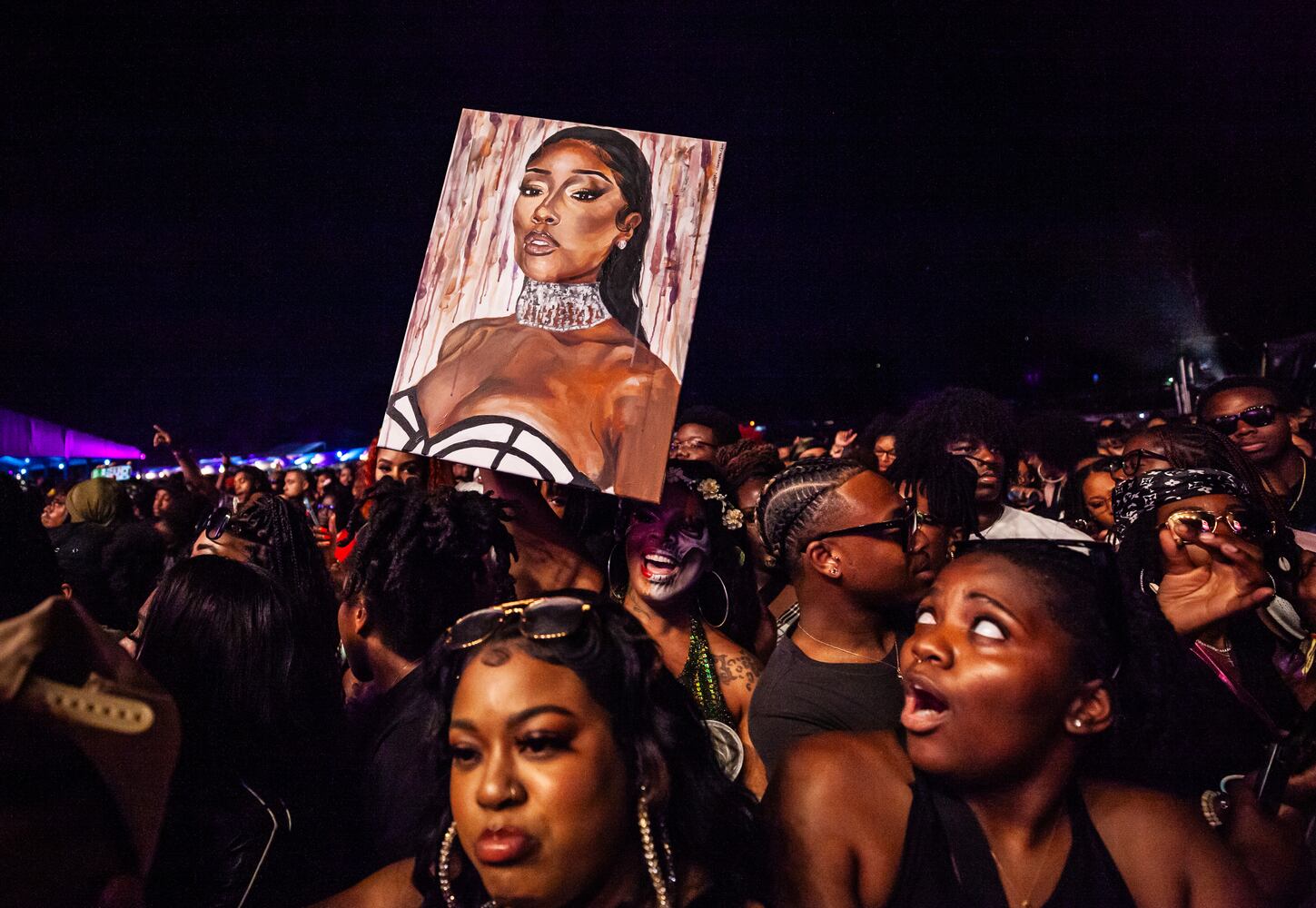 Megan Thee Stallion shut down the P&G stage Saturday with screaming fans, empowering rap, outfit changes and twerk-heavy choreography. She was among the performers at ONE Musicfest in Atlanta on Saturday, Oct. 28, 2023. (Ryan Fleisher for The Atlanta Journal-Constitution)