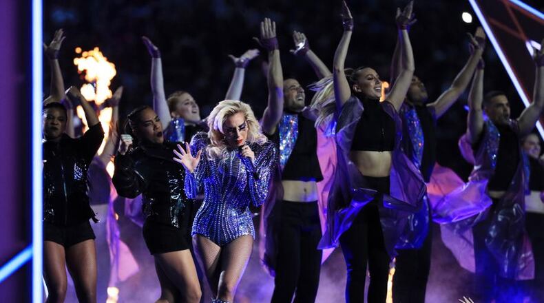Lady Gaga, shown during her Super Bowl halftime performance, is taking a break. Photo by Mike Ehrmann/Getty Images