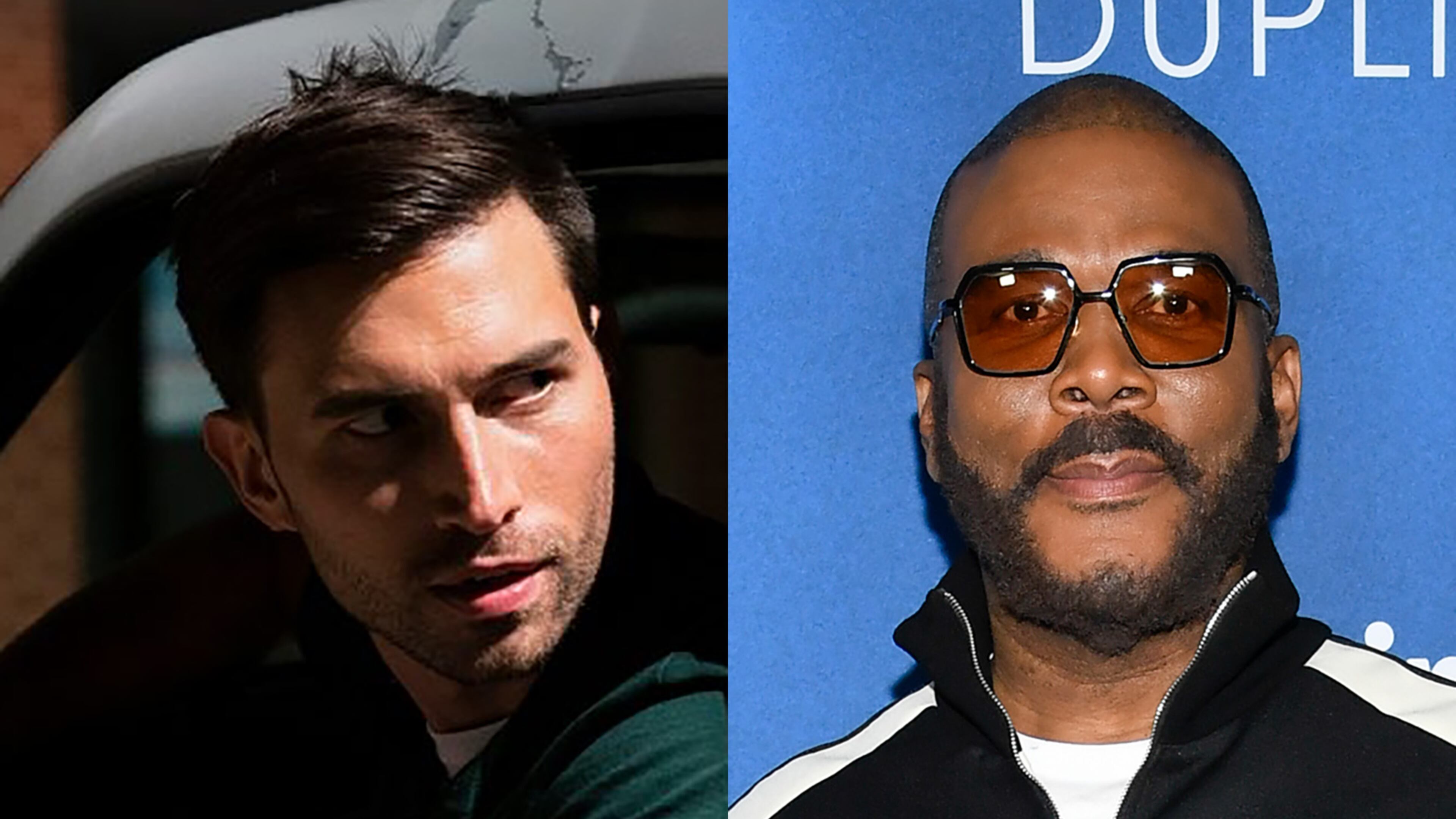 Derek Dixon (left), an actor, has filed a lawsuit alleging Tyler Perry (right) sexually assaulted him at Perry's home in 2021. (BET, AP)