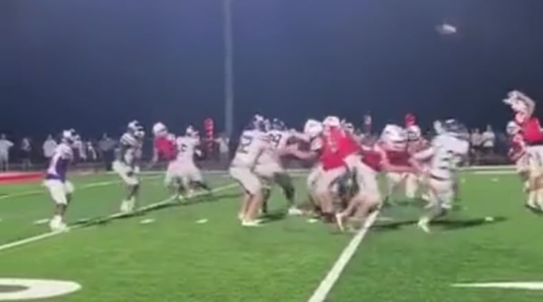 Fullback Connor O’Neill, a senior recruited from the student body and playing in his first football game, threw the pass with his back to the receiver and goal line. Tight end Josh Rudder caught it and got the first down inside the 1-yard line, where Mason Lawson scored. The video, taken by Loganville freshman Austin Davis, first appeared on TikTok but quickly spread, eventually making ESPN’s top plays.