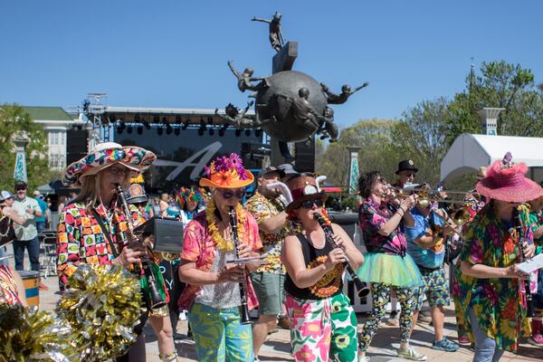 The Seed & Feed Marching Abominable helped kick off the 2024 Amplify Decatur Music Festival concert in Decatur Square, which helped raise $50,000. Kelly Thompson Photography