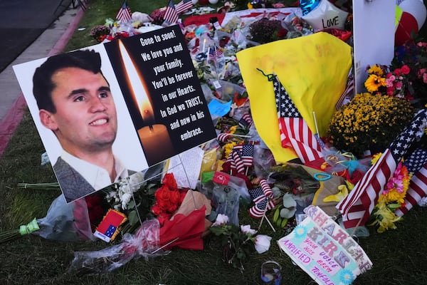 The late Charlie Kirk is being mourned at several makeshift memorials around the country.