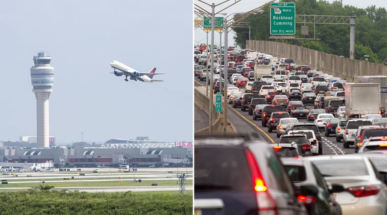 Whether by plane or car, travelers can expect this July Fourth weekend to be heavy with traffic. (Alyssa Pointer & Steve Schaefer / AJC file)