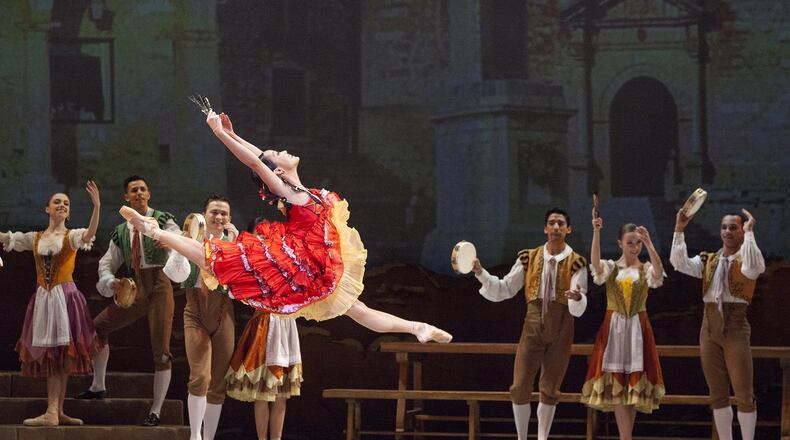 Atlanta Ballet artist Erica Alvarado dances as Kitri in Yuri Possokhov’s “Don Quixote.” CONTRIBUTED BY KIM KENNEY / ATLANTA BALLET