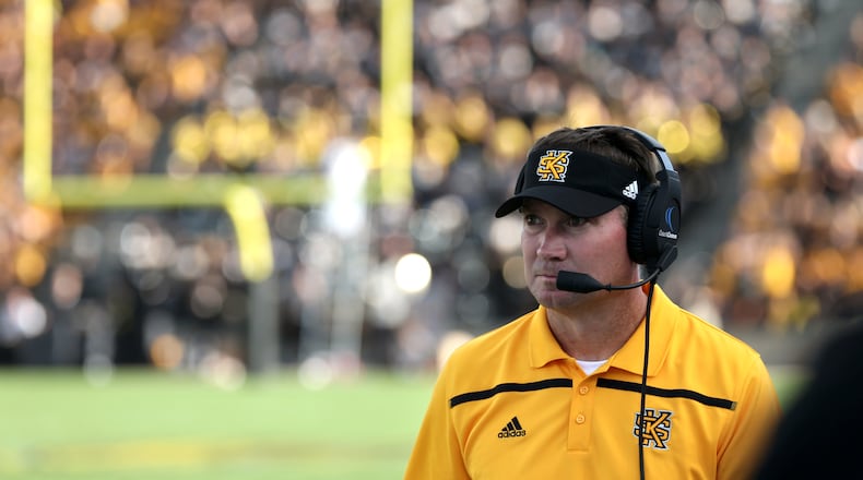 Kennesaw State University head coach Brian Bohannon is shown on the sidelines.