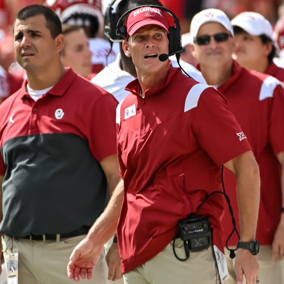 Oklahoma head coach Brent Venables watches action against Nebraska at Memorial Stadium on Sept. 17, 2022, in Lincoln, Nebraska. (Steven Branscombe/Getty Images/TNS)