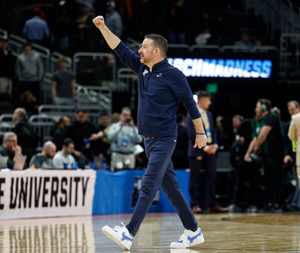 Mississippi head coach Chris Beard reacts against Iowa State at the end of the game in the second round of the NCAA college basketball tournament Sunday, March 23, 2025, in Milwaukee. (AP Photo/Jeffrey Phelps)